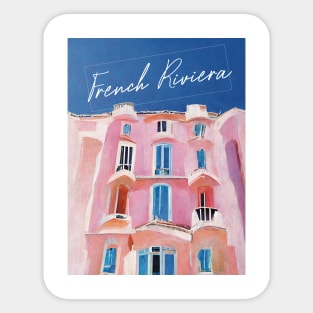 House in French Riviera Architecture Travel Poster Retro Wall Art Illustration Sticker